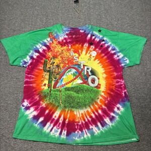 Astroworld T Shirt Mens 2XL Travis Scott Tie Die Flaming Skeleton Fire Rare